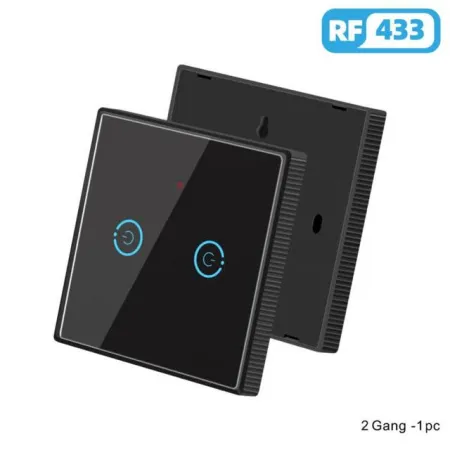RF 433Mhz 2 Button Glass Type Remote Black image 1