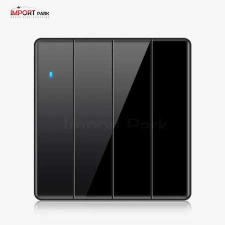 Full Glass 4gang 1way switch Black image 1