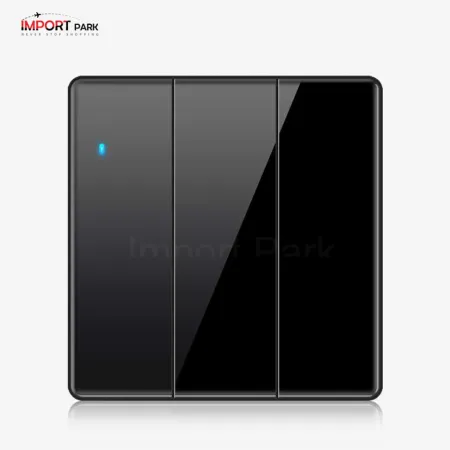 Full Glass 3gang 1way switch Black image 1