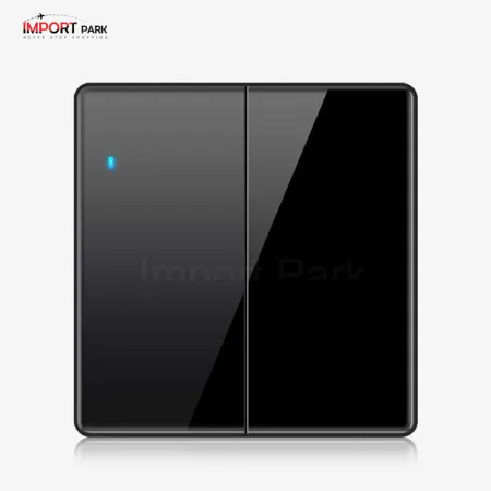 Full Glass 2gang 1way switch Black image 1