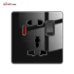 Full Glass 5 Pin Socket with Switch Black