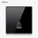 Full Glass Doorbell Push Switch Black