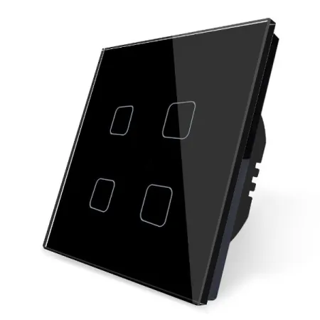 Wifi Smart 4 Gang Switch RF Premium Square Black