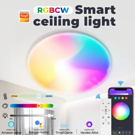 Tuya Wifi Smart Ceiling Light Led Bulb RGBCW 24W Dimmable Light Smart Life Works With Alexa Google Home image 1