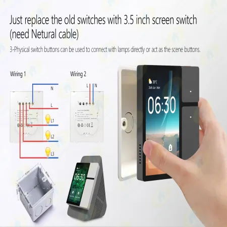 Smart Home Control Panel with Tuya Zigbee 3 Gang Wall Switches and LCD Screen