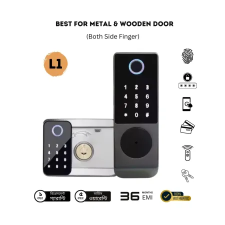 L1 Dual Executive Smart Both Side Finger Print Door Lock (Waterproof) image 1