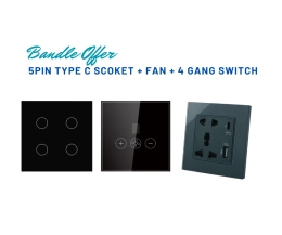 5pin Type C Socket + Fan + 4 Gang Switch