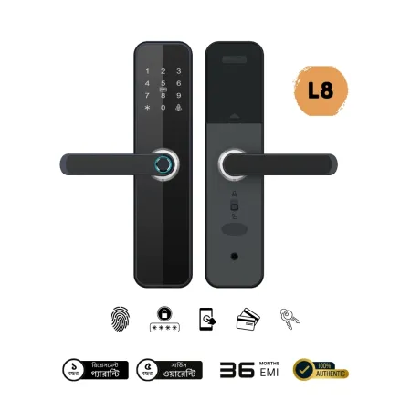 L8 Professional Smart Finger Print Door Lock with Bell (Black) image 1