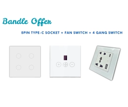 5pin Type C Socket + Fan + 4 Gang Switch