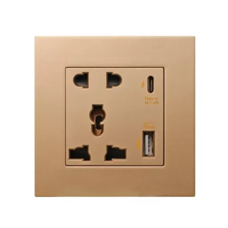 High Quality 18W USB and Type C 5pin Wall Socket Golden image 1