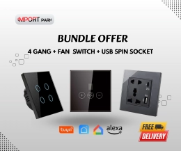 5pin Type C Socket + Fan + 4 Gang Switch