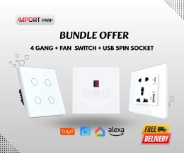 5pin Type C Socket + Fan + 4 Gang Switch